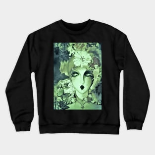 green face deco art collage poster 70s Crewneck Sweatshirt